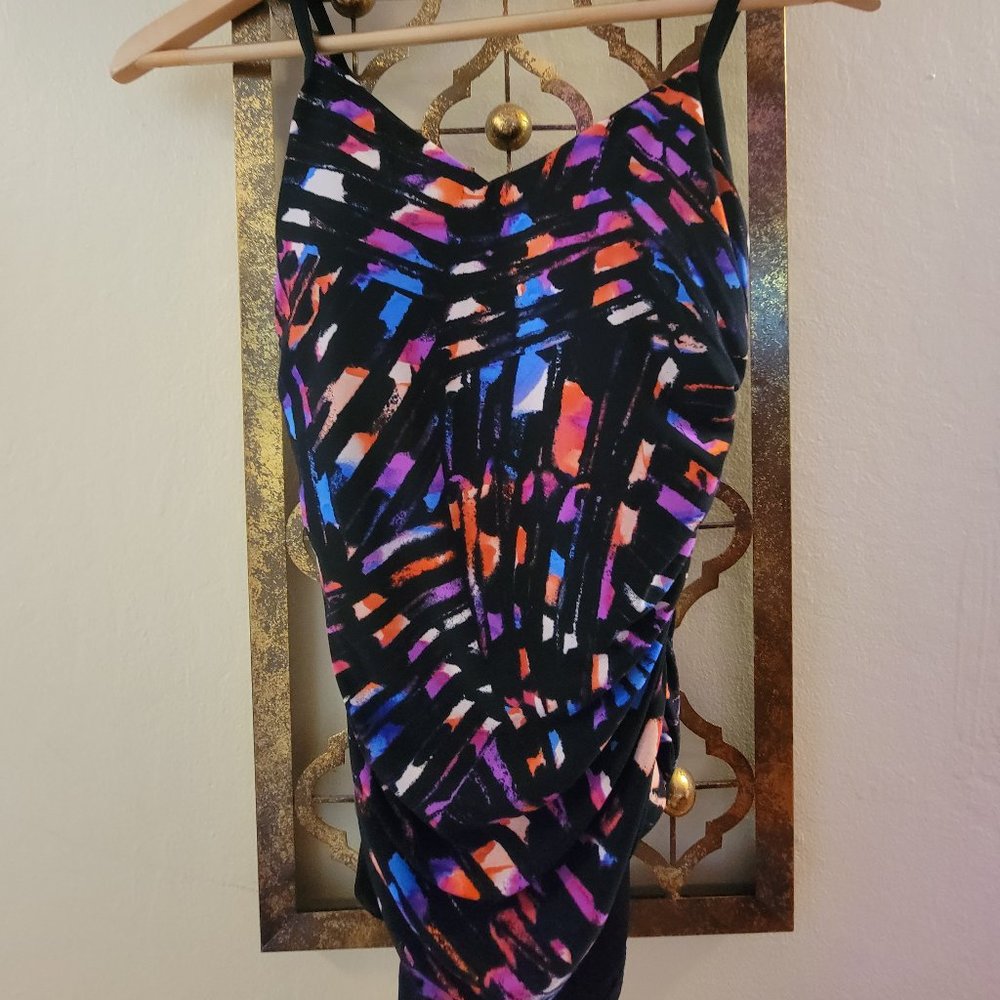 Aqua Green Ruched Colorful Swimsuit Small